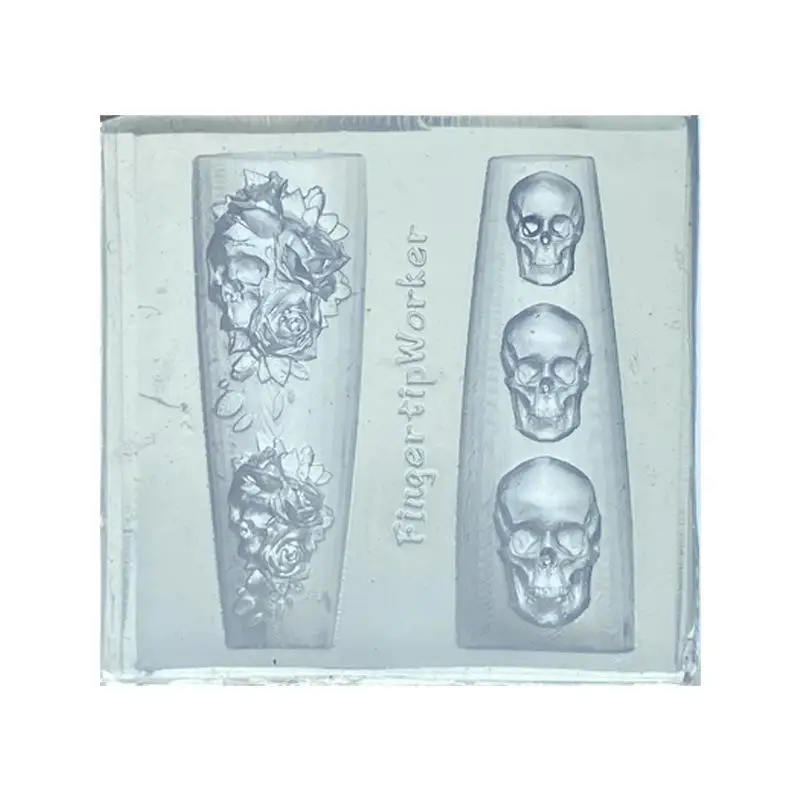 Rose Skull 3D Silicone Nail Art Mold Flower Floral DIY Transparent Template Nail Art Decoration Manicure Design Tool