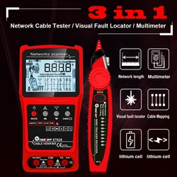 ET628 Network Cable Tester Visual Fault Locator Digital LCD Analog Search POE Test Cable Pairing Length Wiremap Check Multimeter