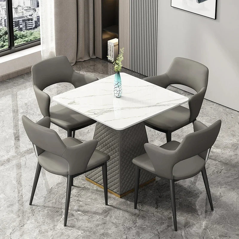 

Simple Light Luxury Dining Room Sets Slab Table Combination Square Casual Table Dining Table Mesa De Jantar Kitchen Furniture