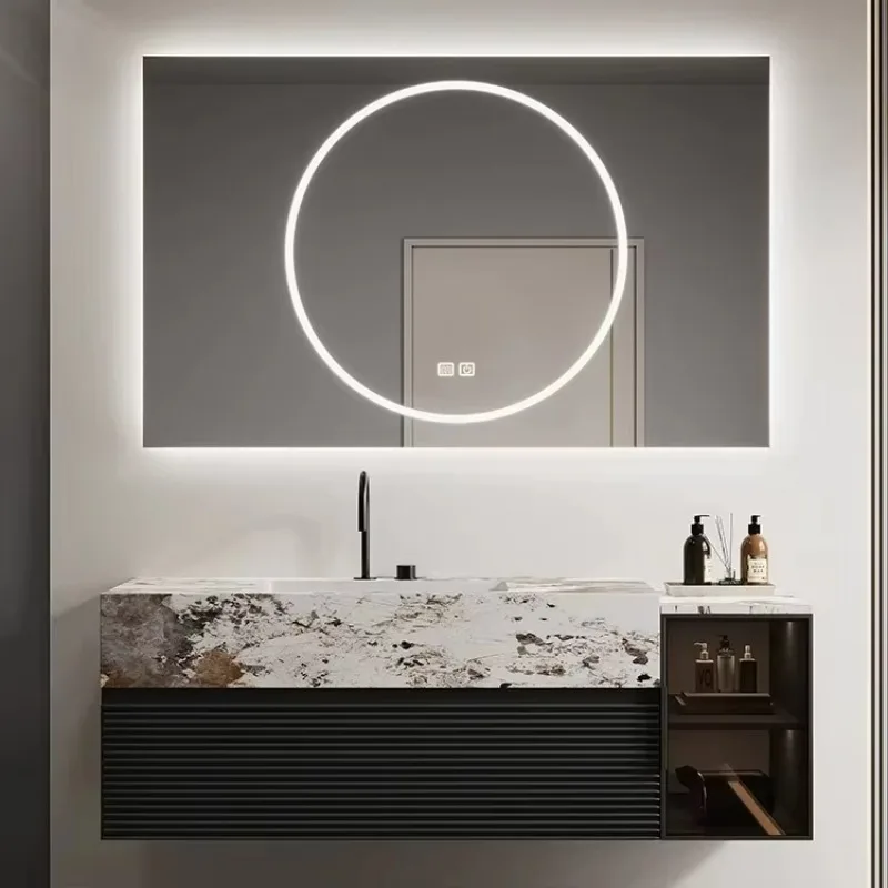 Modern International Water Resistant Large-capacity Partitioned Storage Wall-mounted Glass Drawer Door Bathroom Vanity Combo