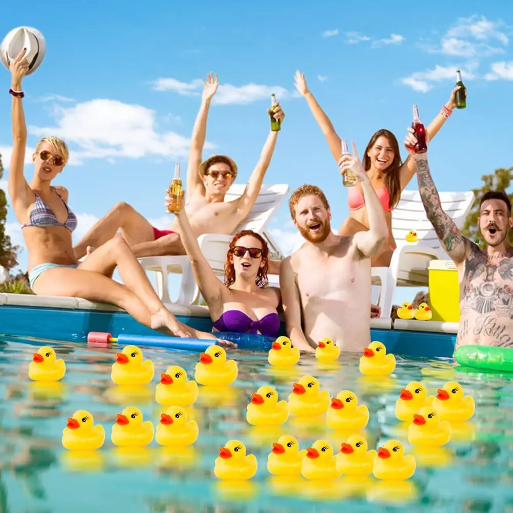 Patos De Borracha Amarela Com Squeeze Sound, Decoração De Festa De Aniversário, Presente De Sala De Aula, Atividade De Piscina De Praia De Verão, Jogo De Carnaval, 50 Pcs