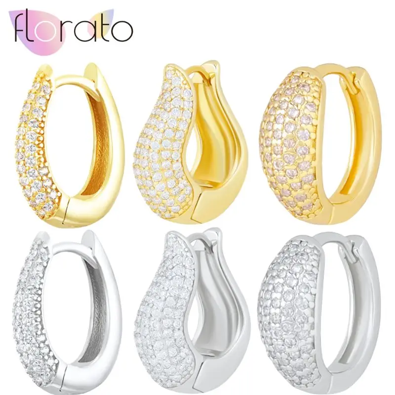 

925 Sterling Silver Needle European American Classic Pavé Zircon Wave Twisted Earrings Women Noble Fashion Wedding Jewelry Gift