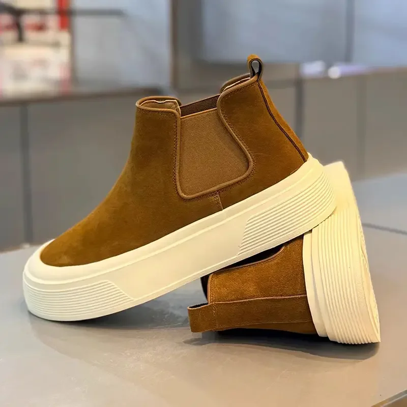 2025 New Casual Sports Comfortable Trendy High Help Thick Bottom Bread Retro Casual Men's Shoes Board Shoes
