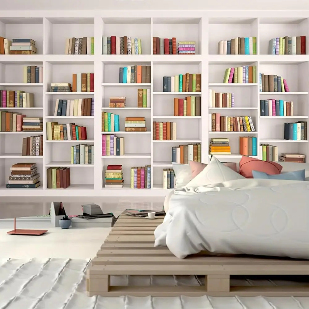 

White Bookshelf Tapestry Bookcase Tapestry Home Office Tapestry Video Conference Tapestry Study Room Tapestries Wall Hanging