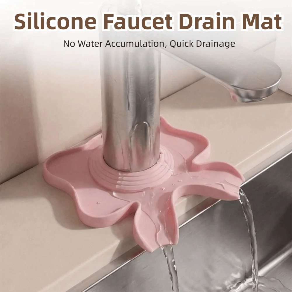Creative Silicone Faucet Mat Non-Slip Quick Drainage Shell Drainage Mat Durable Anti-Splash Faucet Drip Tray Countertop Use