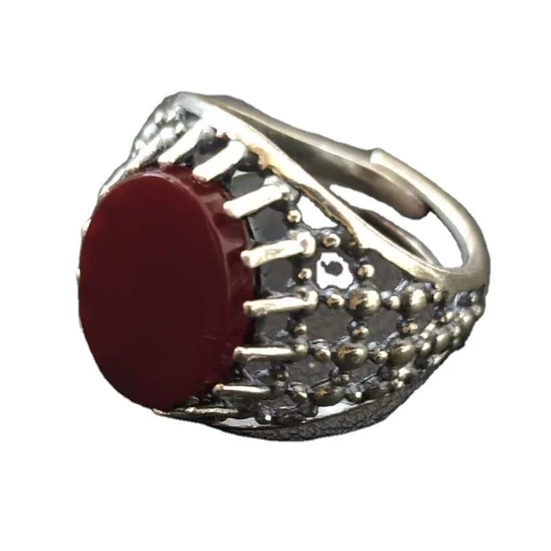 BOCAI S925 Silver Ring for Men Vintage Trendy Personalized Fine Jewelry Natural Red Agate Diamond Exquisite Gifts for Men