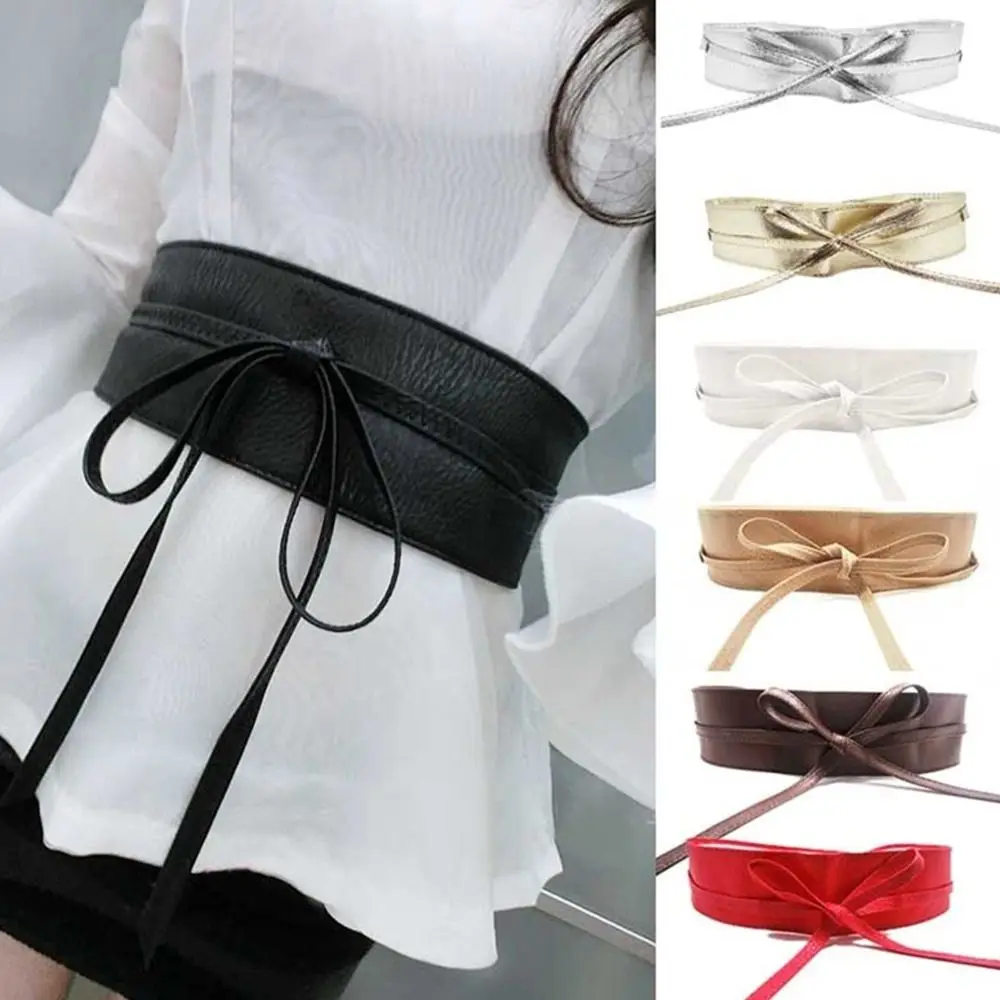 Women Belt for Dress Leather Bowknot Wide Belts Simple Wrap Waistband Coat Corset Designer Luxury Brand Waistbelt