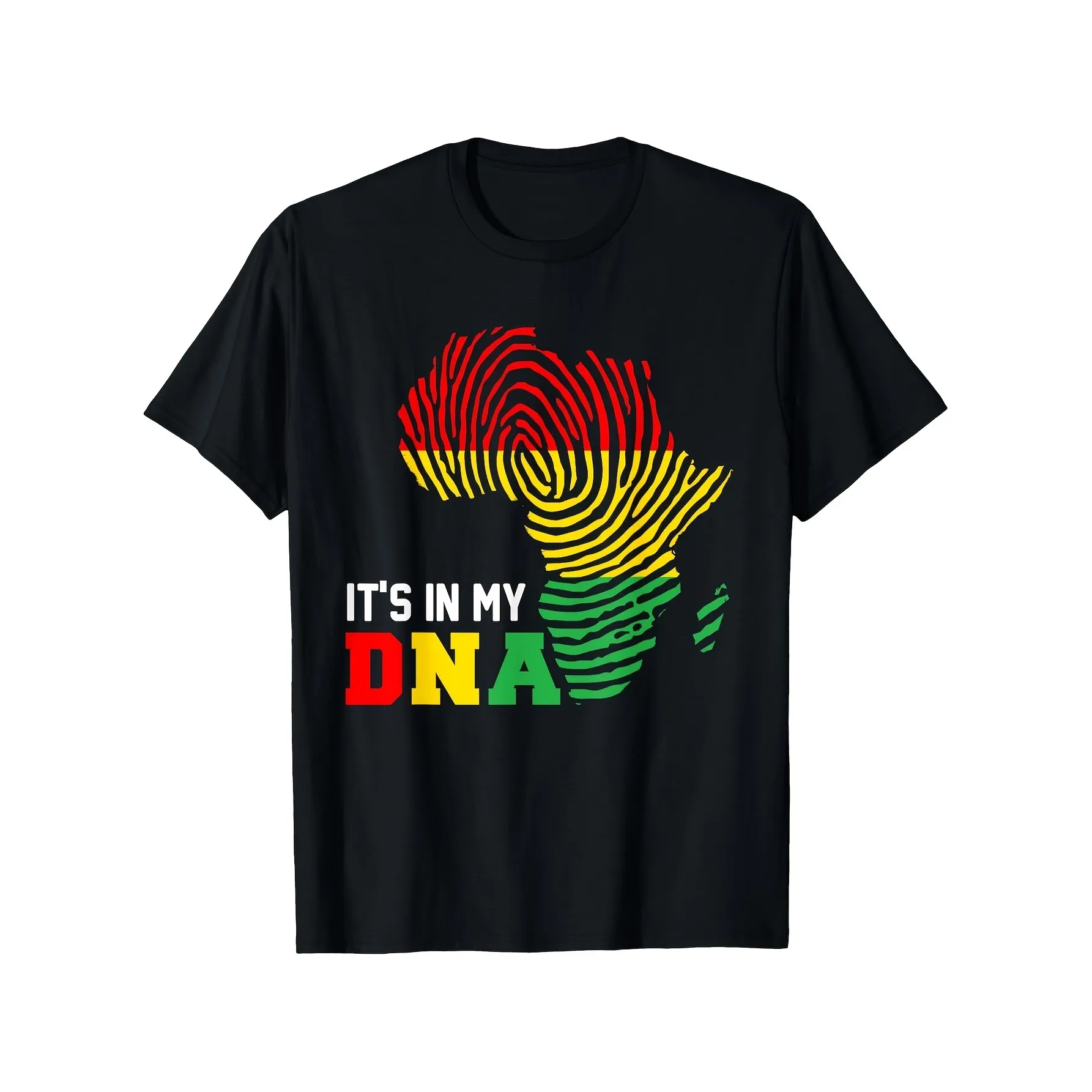 

African DNA Fingerprint Graphic Tee Black History Month Casual Cotton T-Shirt Unisex
