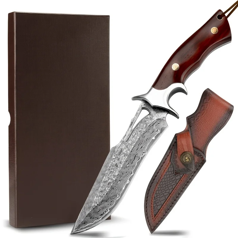 

Высококачественная дамасская сталь, нож для использования на открытом воздухе, классический дизайн, высококачественная кованая, легкая, идеально подходит для кемпинга, пеших прогулок и пикника