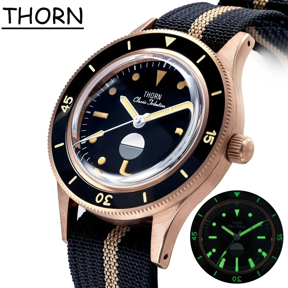 

THORN Men Dive Watch Hygrometer CUSN8 Tin Bronze Diving Watch NH35A Movement Automatic Mechanical Sapphire Glass 200M Waterproof