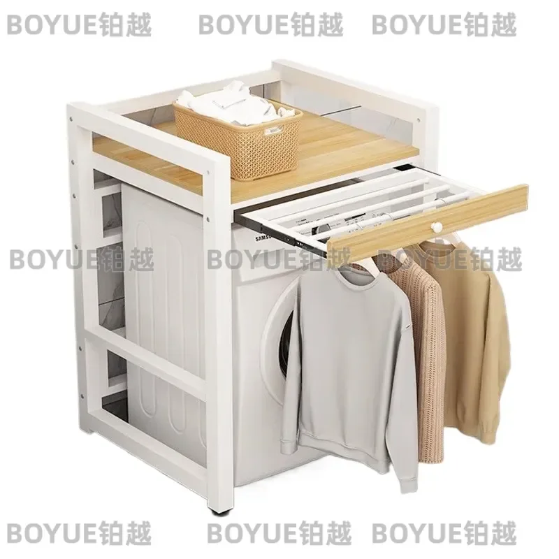 for Drum Washing Machine Rack Storage Shelf Pull Out Organizer for Bathroom Balcony Clothes Hanging Space Saving Stand