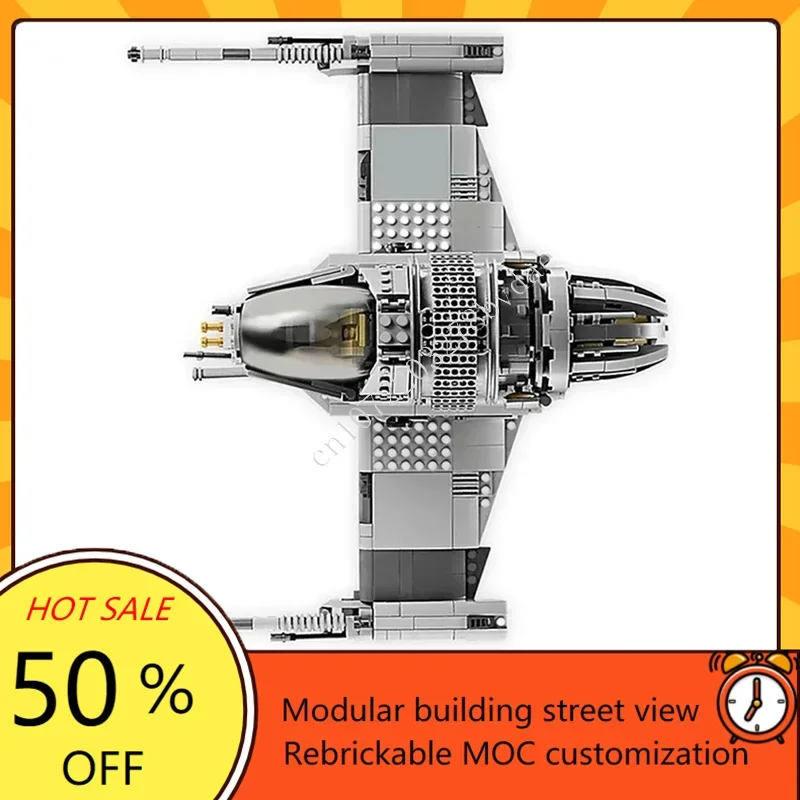 1487PCS B-wing Starfighter Space War Military MOC SpaceShip Battle Model Custom Puzzles Architecture DIY Assembly Model Toy Gift