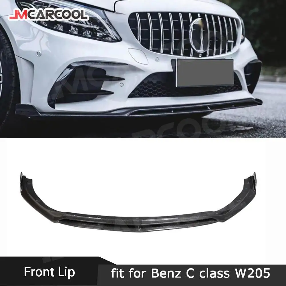 

Front Bumper Lip Spoiler for Mercedes Benz C Class W205 C43 Sport 2019-2021 Front Chin Lip Cover BodyKit Carbon Fiber