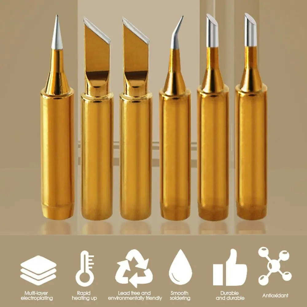 Oxygen-free Copper 936 900M Welding Tips Durable Lead Free Gold Color Searing Iron Tips Solder Head for Hakko/Atten Gold Color