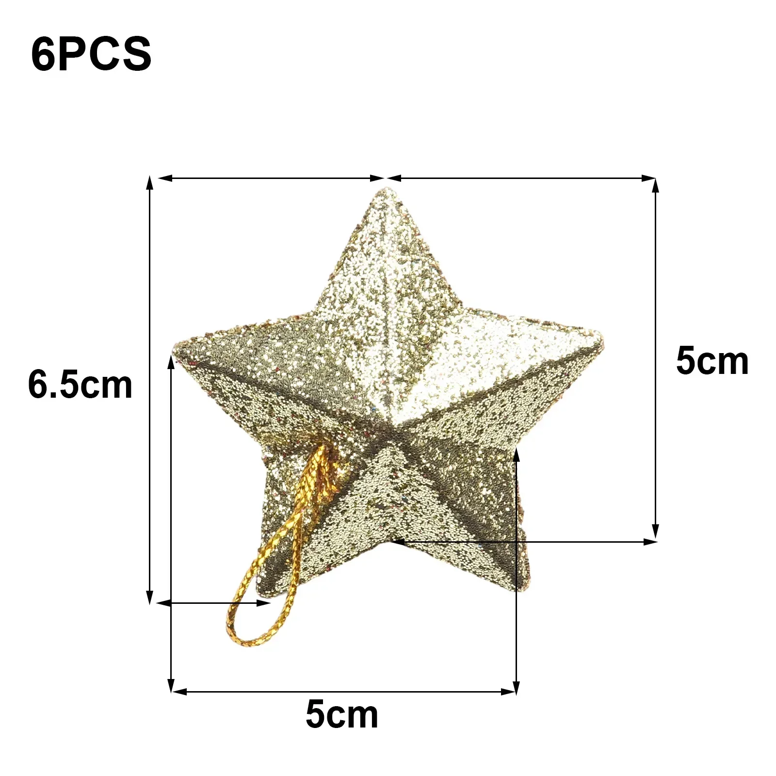 Star Ornament Star Pendants Birthday Party Wedding Valentines Day Silver 6Pcs Approx.5x5cm/1.97x1.97in Gold Plastic