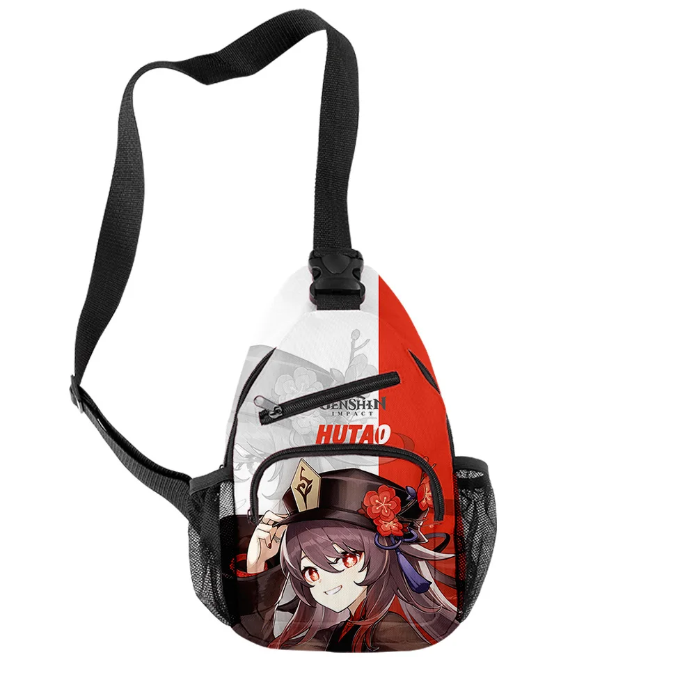 Hip hop popular genshin impacto crossbody sacos de peito oxford à prova dwaterproof água meninos/meninas esportes saco viagem impressão 3d sacos ombro