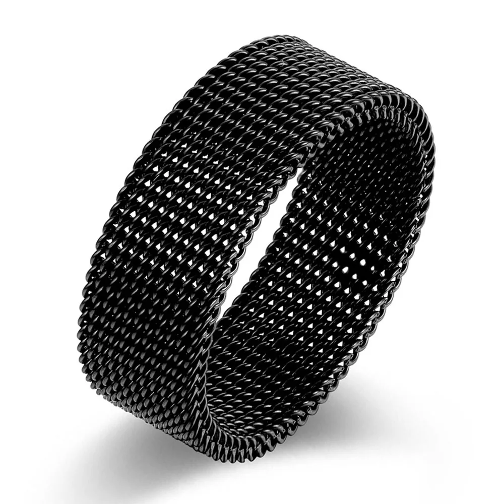 Stainless Steel Ring Steel Band Woven Mesh Deformable Ring Neutral Simple Woven Mesh Watchband Men And Women Hand Jewelry Rings