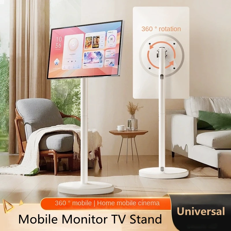 Verstellbarer mobiler TV-Ständer-360 ° Drehbare Bodenhalterung für 10–46 Zoll OLED/LED-Bildschirme, Porträt-/Landschaftsschalter, 88 Pfund VESA 200 x 200 mm
