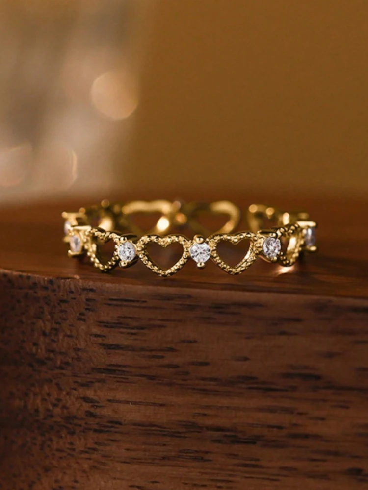 925 Sterling Silber Minimalismus Mode Herz Zirkon Ring für Frauen Verlobung Hochzeit Jahrestag Hochwertiger edler Schmuck