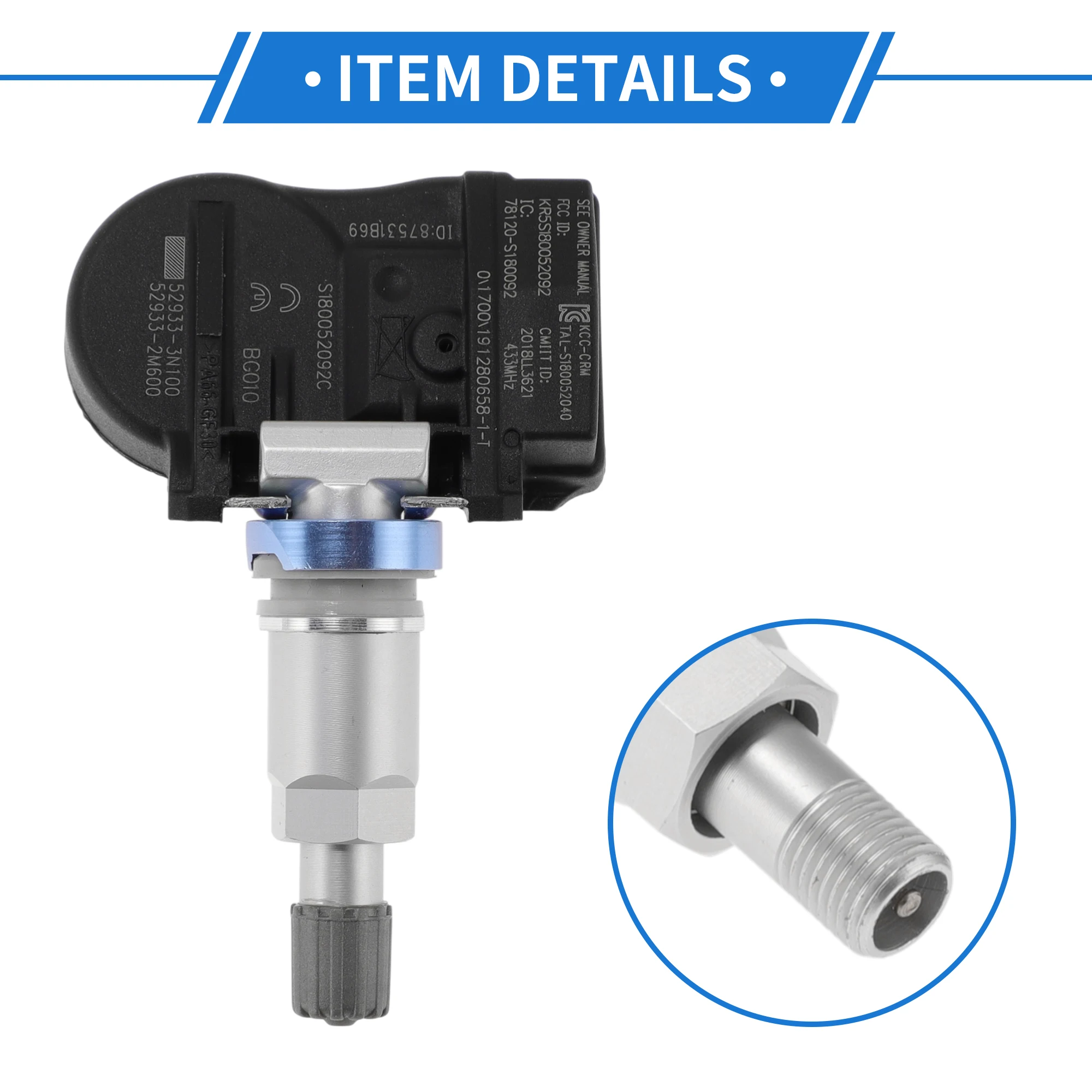 مستشعر ضغط الإطارات Motoforti مستشعر TPMS رقم 529332M600 لشركة Hyundai i30 (GD) 2014-2016