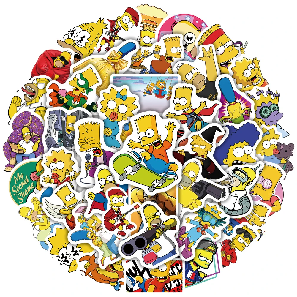 10/30/50PCS The Simpsons Cartoon Stickers Graffiti Toy DIY Skateboard Laptop Phone Luggage Car PVC Waterproof Sticker For Kids