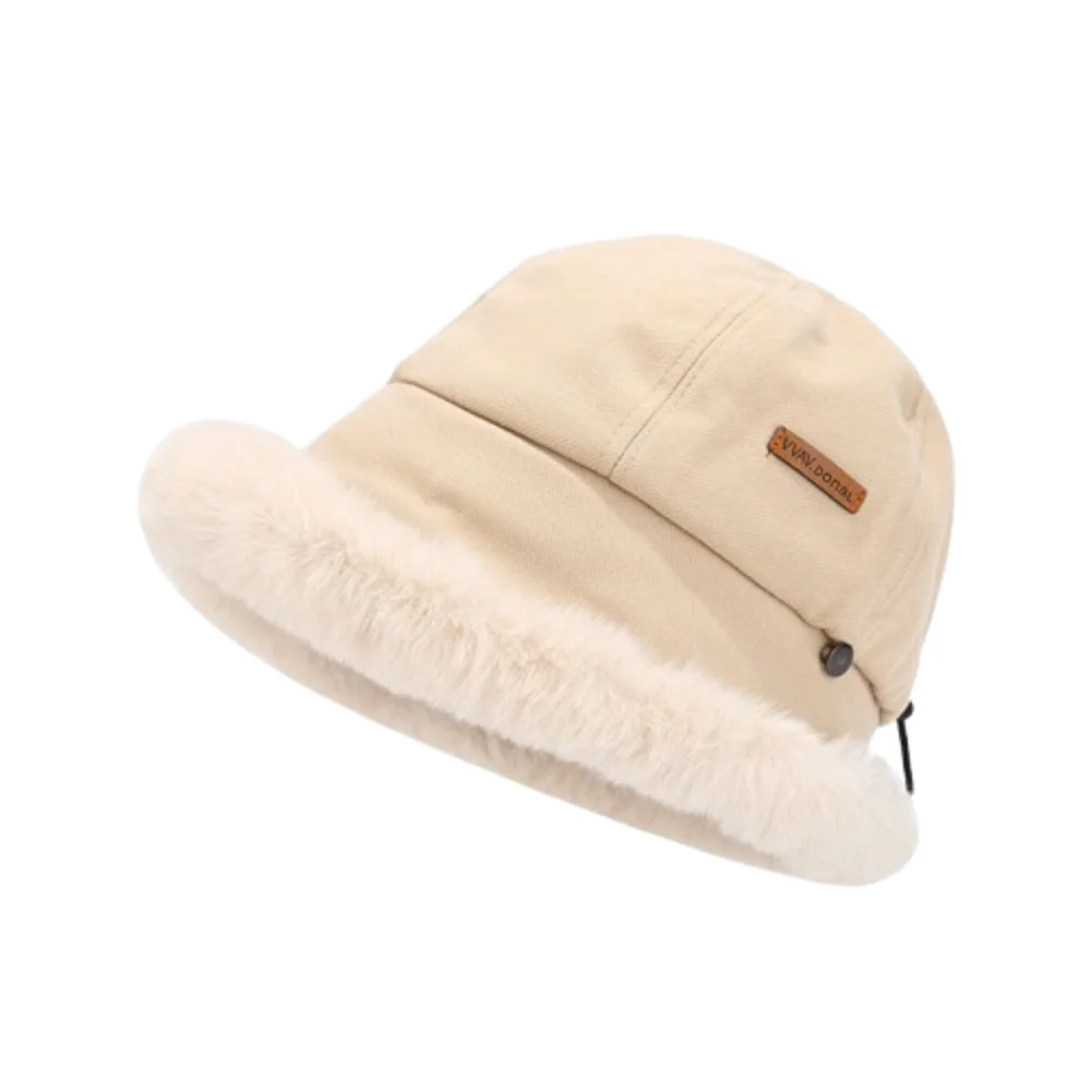 

Fashion Windproof Plus Velvet Panama Hat Wide Brim Warm Fluffy Fur Bucket Hat Soft Plush Winter Fisherman Hat Skiing