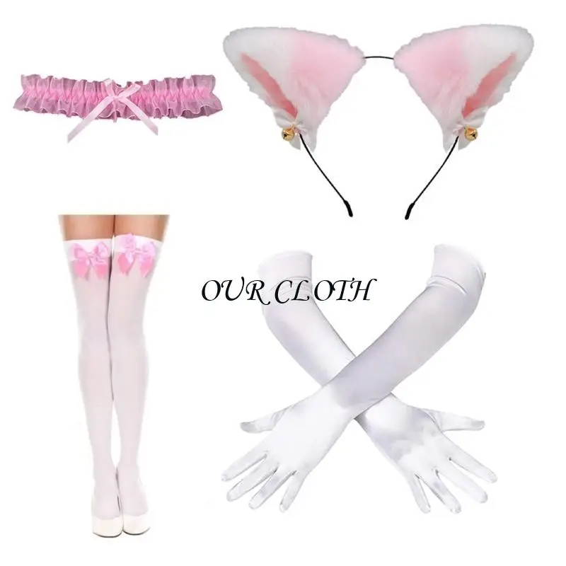 Catgirl Cosplay Costume for Women Halloween Includes Cats Ear Hairband Y1AC
