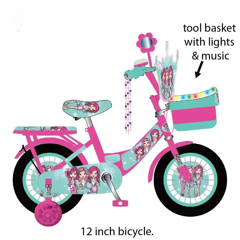 Industrial multi-color pink mountaineering new children's bicycle (3-12 years old) with basket