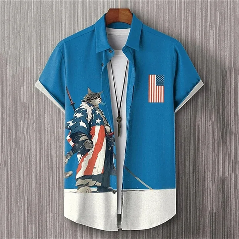 Linen Shirt-2025 Summer Men's Lapel Short-sleeved T-shirt Casual Printed Shirt Elegant And Comfortable Tops New Clothes S-5XL