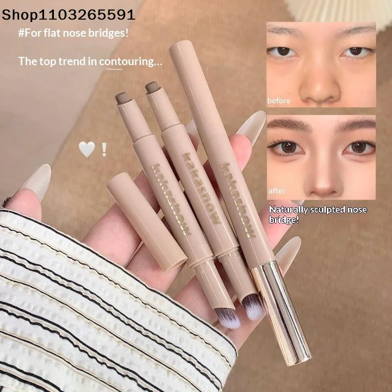 Nose Shadow Contour Pen with Sumdge Brush Smooth Cream Texture Natural 3D Facial Contour Stick