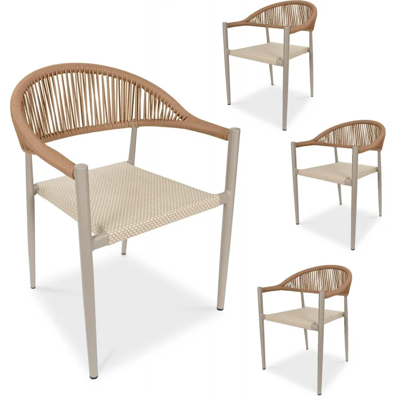 

2026：Patio Dining Chairs Outdoor Stackable All Weather, Breathable Garden Furniture Backyard Deck, Brown, S