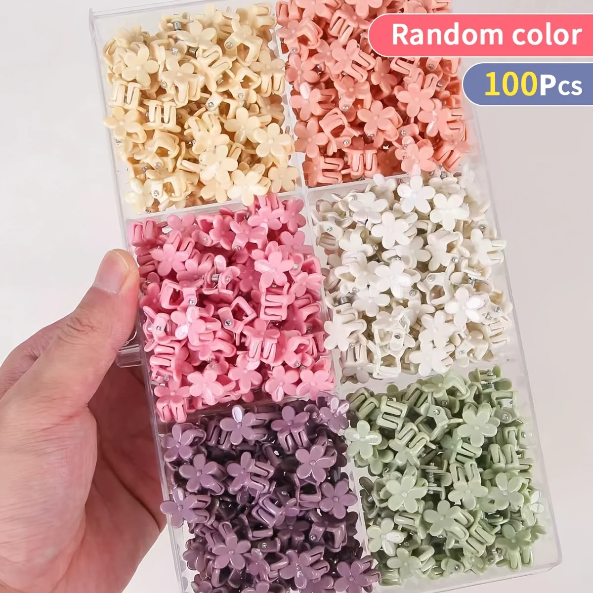 100 Stück Einfache, Elegante und Süße Blumen-Mini-Haarspangen für Mädchen. Ein vielseitiges und einfach zu bedienendes Haaraccessoire. – Detail 2