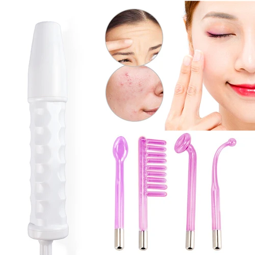 Máquina de belleza Facial portátil de alta frecuencia 4 en 1, electrodo, tubo de vidrio con luz púrpura, varita para masaje de acné, SPA Facial, cuidado de la piel