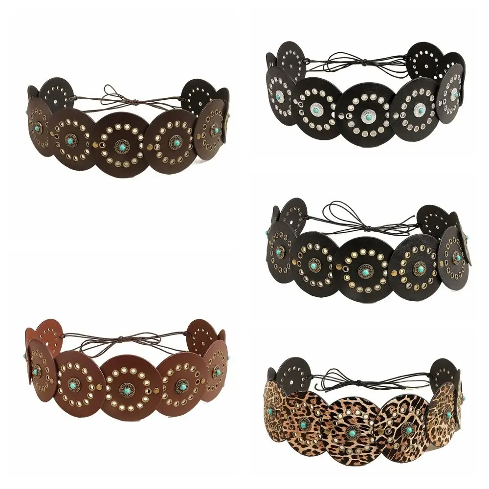 تنوعا الفيروز واسعة حزام للنساء بولي Leather الجلود القوطية برشام حزام خصر Y2k فستان أمريكي حزام البنطال الجينز الفتيات حار