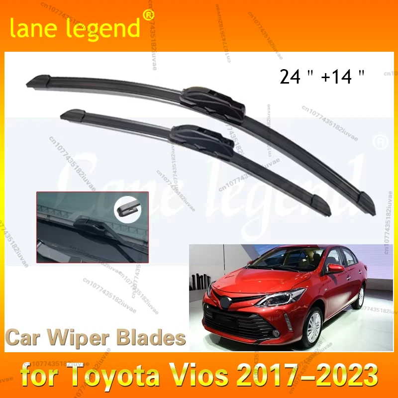 

Car Wiper LHD Front Wiper Blades Set for Toyota Vios 2017-2021 2022 2023 + Windshield Windscreen Window 24"+14"