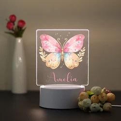 Personalized Custom Butterfly Cute  Led Night Light Gift For Kids Usb Ambient Desk Lamp With Touch Button