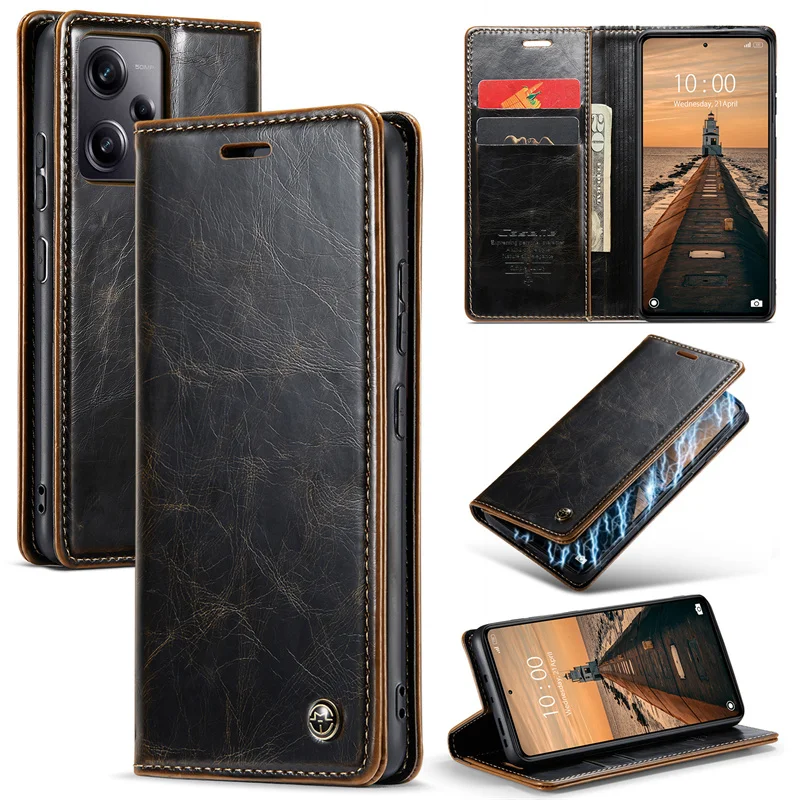 

CaseMe Retro Leather Flip Case For Xiaomi Redmi Note 12/12 Pro POCO X5 Magnetic Wallet Card Slot Stand Cover