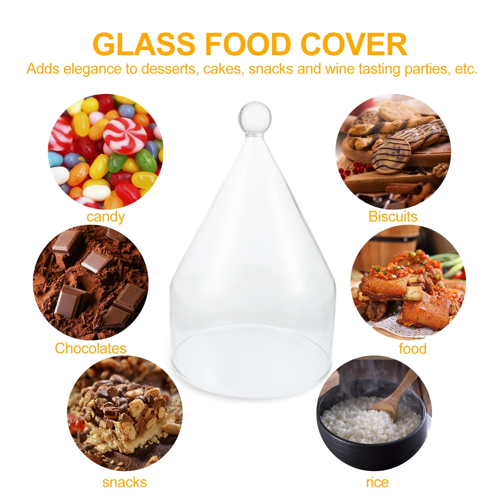 

Transparent Food Protective Cover Glass Material Sturdy Multipurpose Microwave Oven Use Elegant Cakes Snacks Kitchen Tool