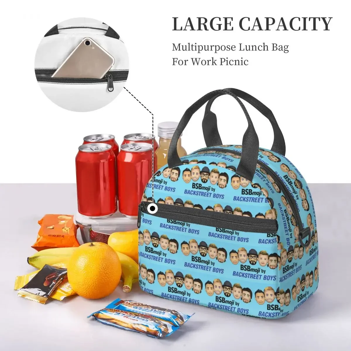 Backstreet Boys Music Group Insulated Lunch Bag for School Bento Storage Food Boxes Leakproof Cooler Thermal Lunch Box Tote