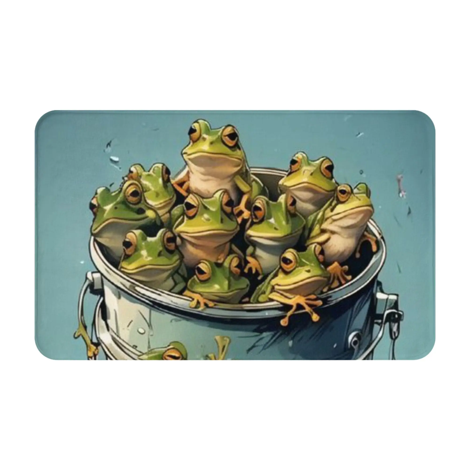 Bucket Full Of Cute Cartoon Frogs Art Non-slip Doormat Bath Mat  Welcome Indoor Home Decorative