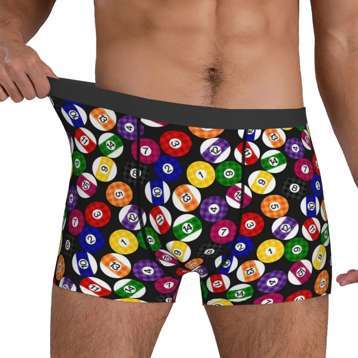 Fun Ball Print Underwear Checkered Billiards Plain Underpants Printed Shorts Briefs 3D Pouch Men Plus Size Boxer Shorts