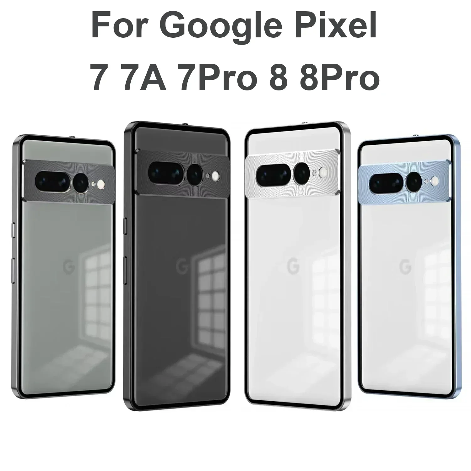 

For Google Pixel 7 8 Pro 7A Case Luxury Aluminum Alloy Frame Back Glass Phone Case For Pixel 7 7A 8 Pro One-Click Locking Cover