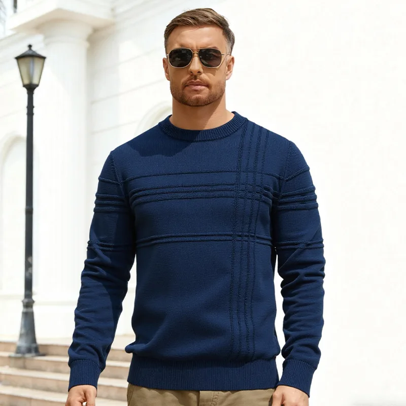 Autunno Inverno Tinta unita O-Collo Maglione che tocca il fondo da uomo Stretch Caldo maglione lavorato a maglia retrò Uomo Top intimo slim fit di alta qualità