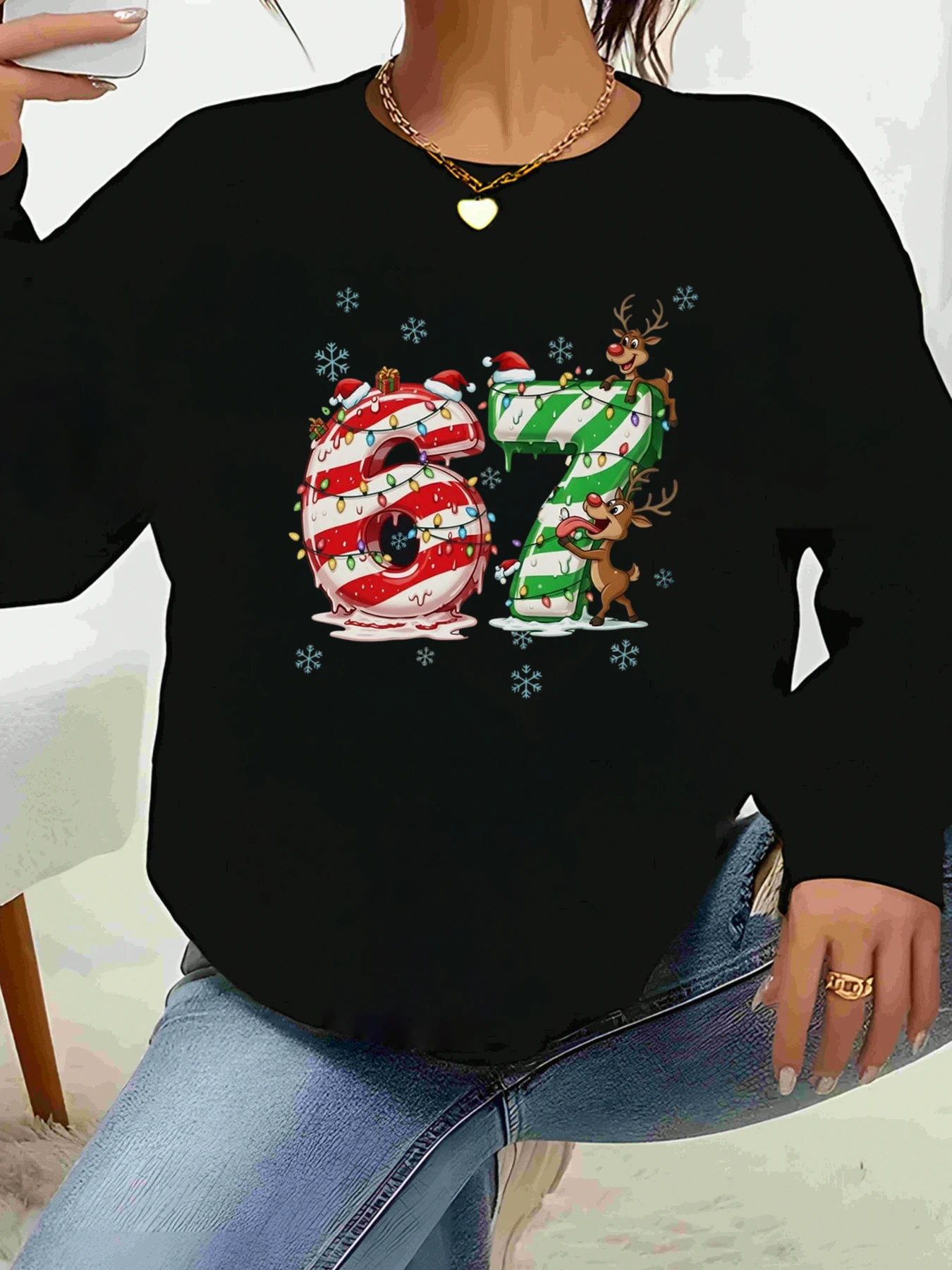 

Рождественский свитер с принтом Candy Cane 67, женская повседневная одежда для праздничной вечеринки