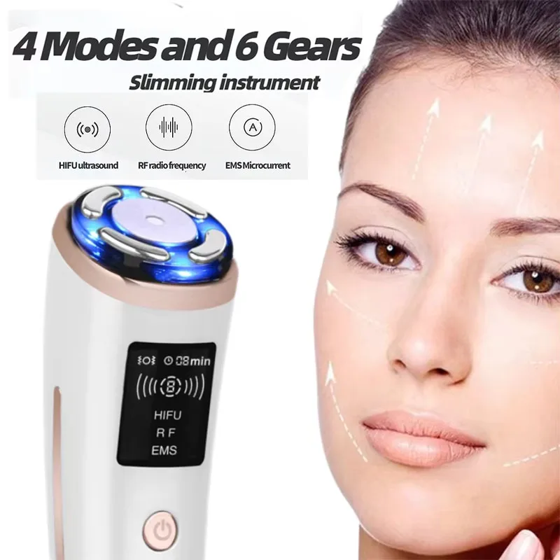 Mini máquina Facial de ultrasonido HIFU, estiramiento de la piel, estiramiento firme, eliminación de arrugas, dispositivo masajeador de vibración Facial por radiofrecuencia