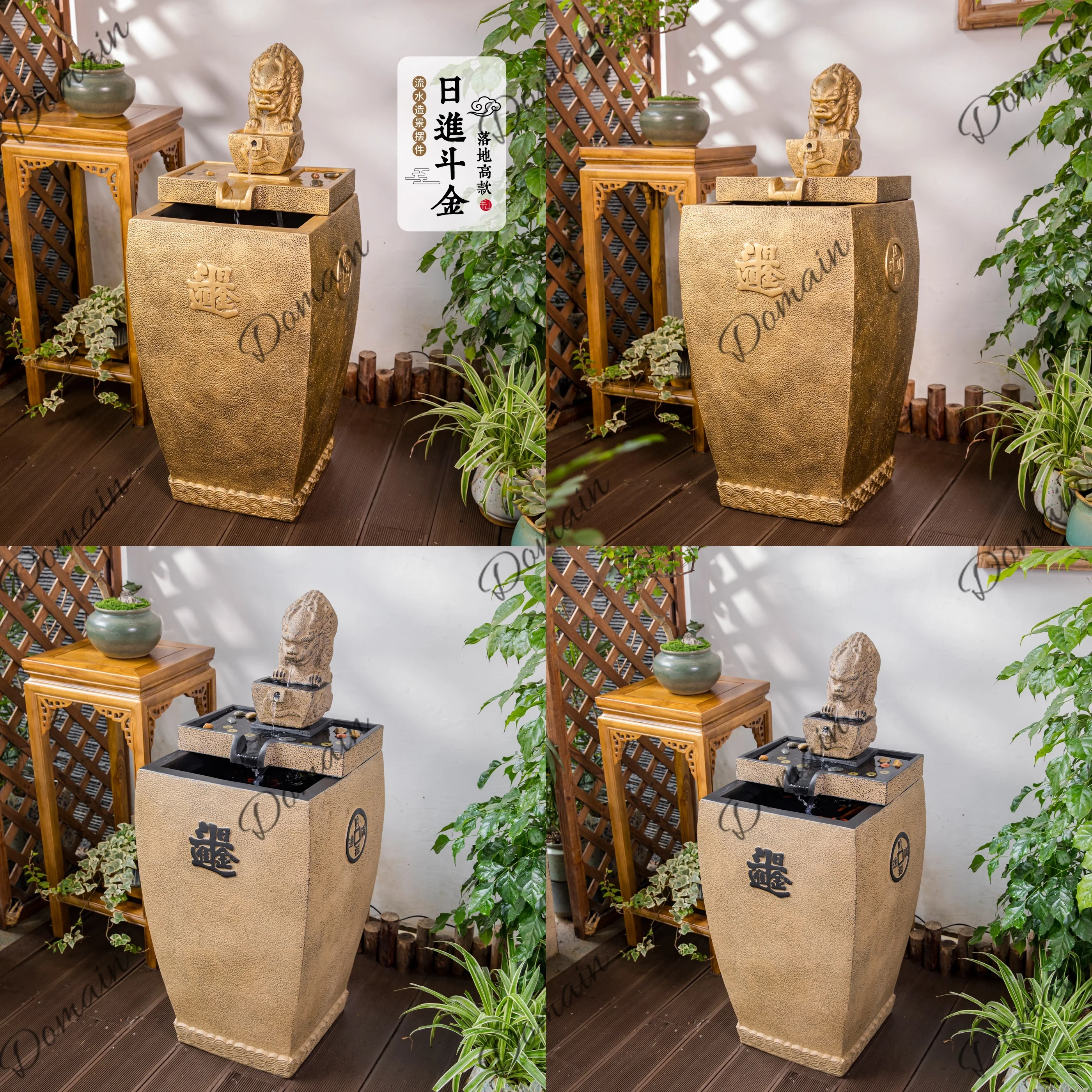 New Chinese Style Waterfall Feng Shui Tabletop Fountain Decorative Flowing Water Ornament for Home Office Gift