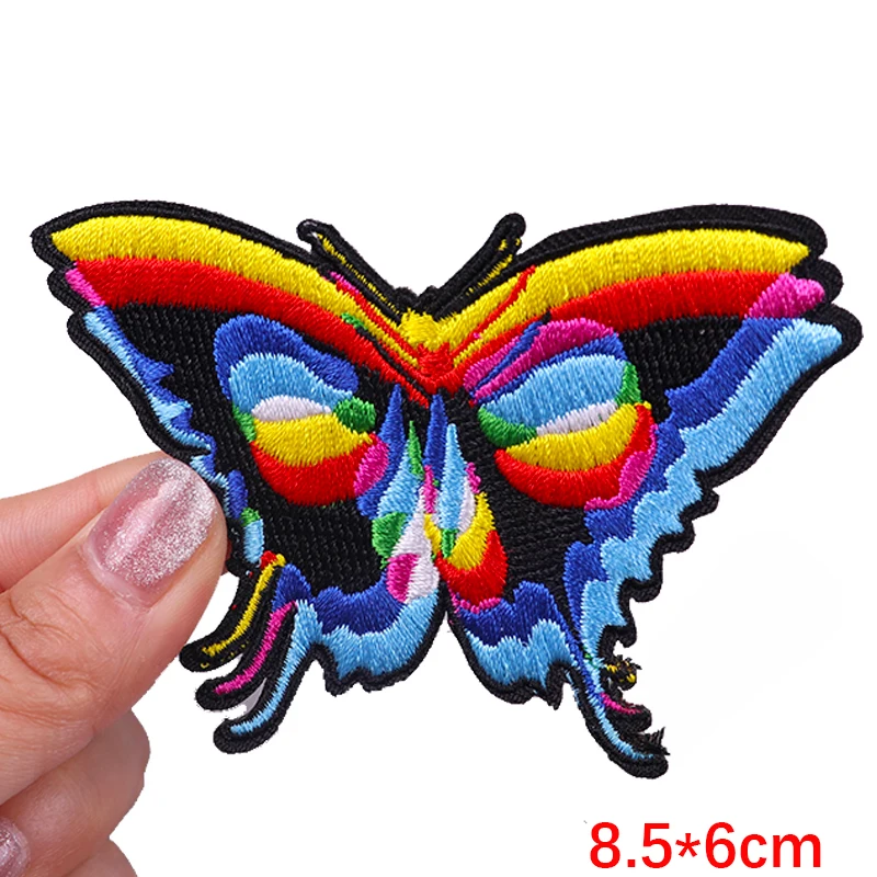 Rainbow Butterfly/Cartoon Embroidery Patch Sun Moon Sew Patch Iron On Patches For Clothing thermoadhesive Patches On Clothes DIY