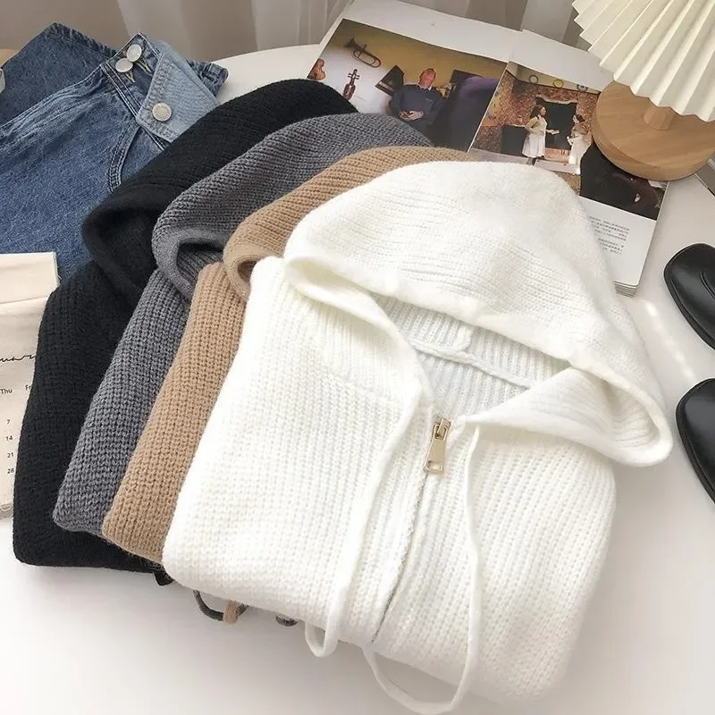 

Кардиган, однотонная одежда Y2k, корейские повседневные куртки, модные укороченные топы без рукавов, вязаный свитер, жилет, женский жилет на молнии с капюшоном