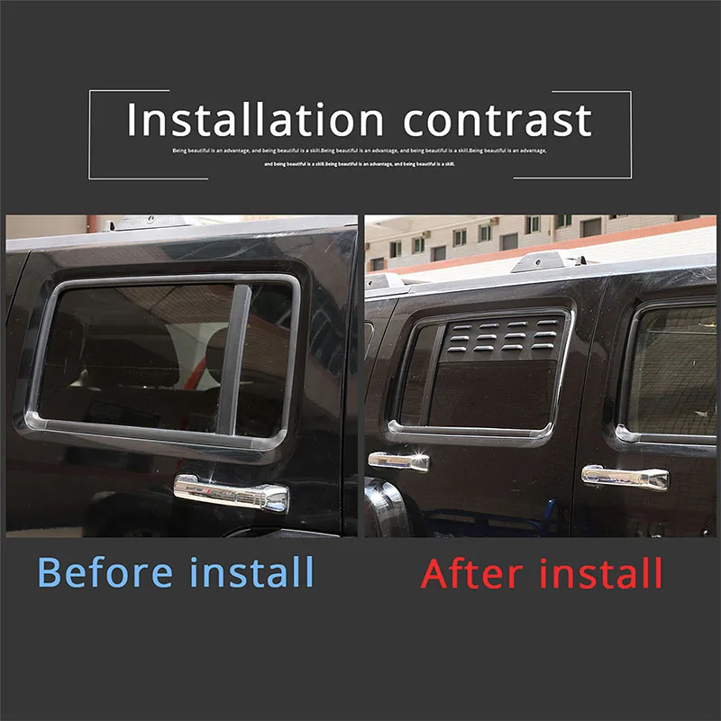 For Hummer H3 2005-2009 Car Rear Ventilation Shutters Aluminum Alloy Black Exterior Modification Accessories 2 Pcs