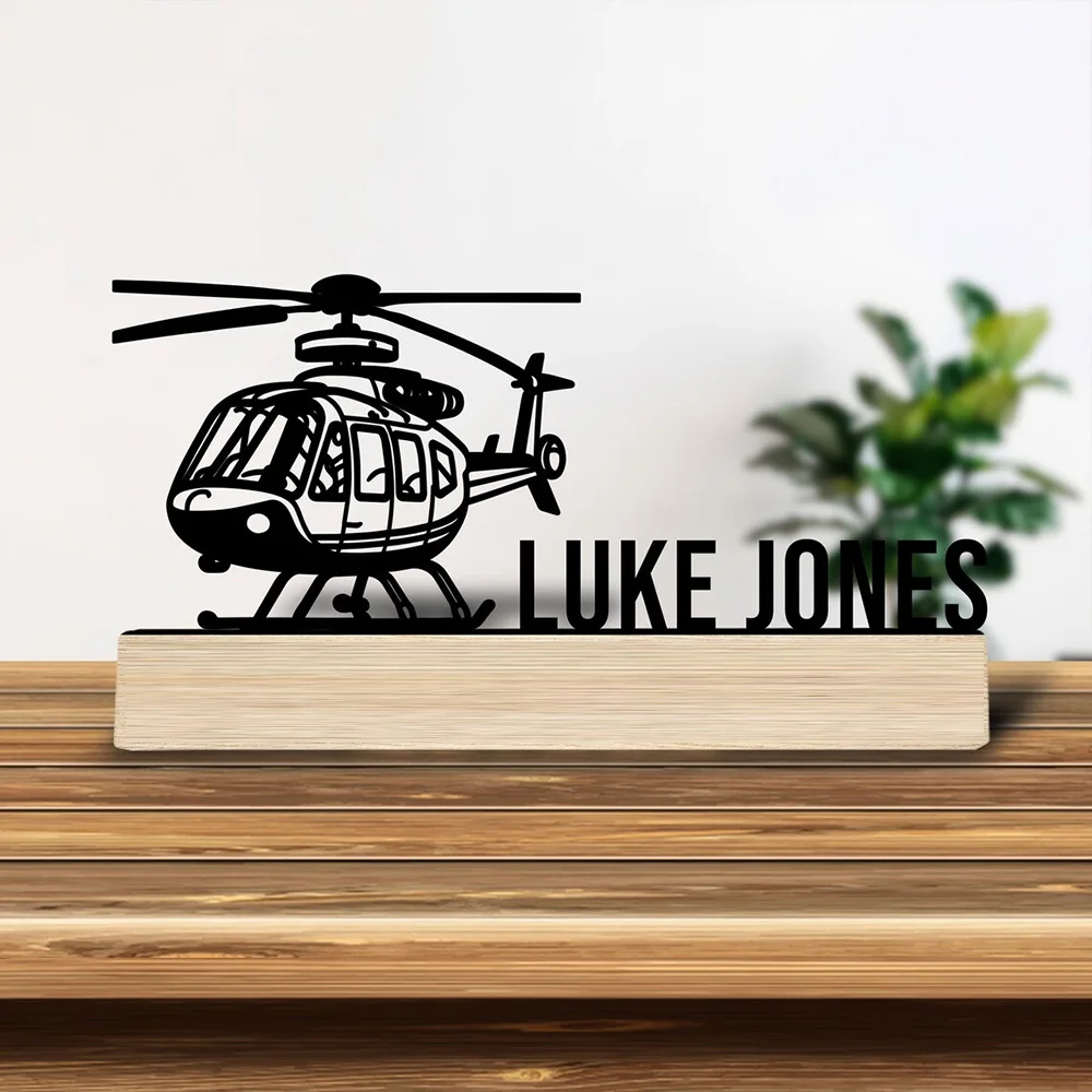 1pc Personalized Retro Iron Statue Decoration Custom Name Equipped with Wooden Base Perfect for Home or Office Decoration